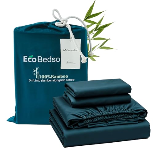 Image of 100% Viscose Derived from Bamboo Sheet Set, Natural Breathable Moisture-Wicking for Hot Sleepers, 18 inch Deep Pocket, 4 Piece