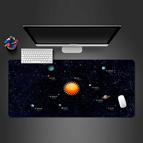 Tapis de souris gaming XXL 1000x500 mm planètes système solaire pour grand bureau PC
