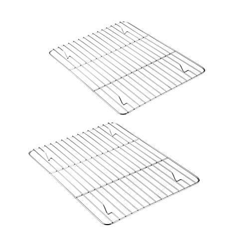 Baking Cooling Rack Set of 2 E-far Stainless Steel Metal Roasting Cooking Racks Size - 97x73 Non Toxic Rust Free Fit for Small Toaster Oven Dishwasher Safe
