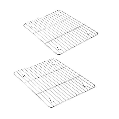 E-far Small Baking Cooling Rack Set of 2, Stainless Steel Metal Roasting Cooking Racks, Size - 9.7'x7.3', Non Toxic & Rust Free, Fit for Toaster Oven, Dishwasher Safe