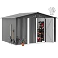 DWVO 10'x8' Large Metal Outdoor Storage Shed, Heavy Duty Tool Storage Sheds for Backyard Patio Lawn - Ideal for Bicycles, Garden Tools, and Lawn Equipment, Easy-to-Assemble, Dark Gray