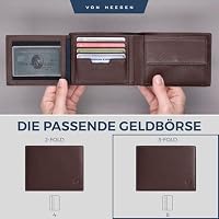 VON HEESEN Leder Geldbörse Herren mit RFID Schutz I Echtleder Geldbeutel für Männer I Münzbörse Portemonnaie Brieftasche Wallet Portmonee (Braun) – Ansicht 6