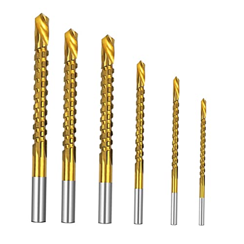 DOITOOL 6pcs Serrated Twists Drill Bits Metal Spiral Drill Bit Sets Metal Carpenter Tool for Iron Aluminum Wood