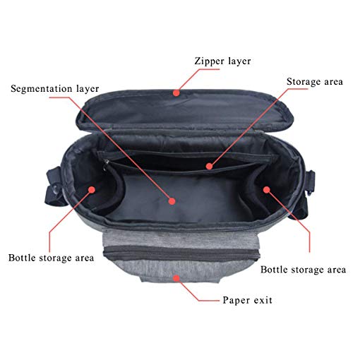 Baby Multifunktionstasche, Kinderwagen Aufbewahrungstasche, Wickeltasche hängenden Kinderwagen Kleiderbügel, mit Klettverschluss, wasserdicht, universell (grau)