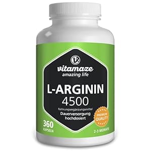 L-Arginine 4500 mg, Hoge Dosis, Zuivere Vitaminen, 360 Capsules, 2-3 Maanden Voorraad, Beste Bio-Beschikbaarheid…