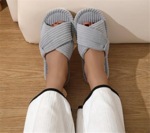 Slippers Women Memory Foam House Bedroom Corduroy Bow Crossbands Open Toe Slide Comfy Shoes Gift Indoor Outdoor3