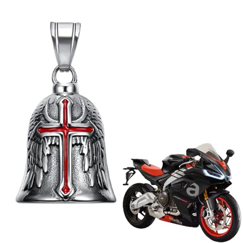 Be In Your Mind Guardian Bell Motorfiets Geluk Bell Rvs Biker Geluk Rijbel met Hanger Motorfiets Accessoires Gift voor Motorrijders Zilver 36x26mm