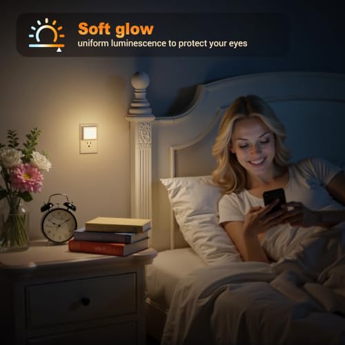 Image of JandCase LED 3CCT Night Lights Plug into Wall, 0.3W Plug in Night Light | Dimmable, Dusk to Dawn Sensor, 2 Pack Bright Nightlight Auto-On /Off, for Adults Kids Room Bedroom Bathroom Hallway Kitchen