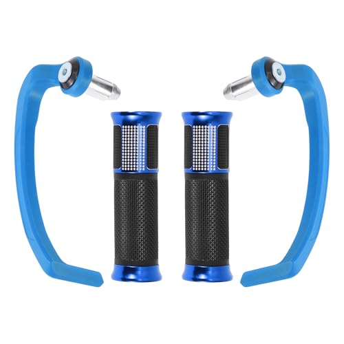 Poignées de guidon moto bleu 22mm 24mm en alu et caoutchouc