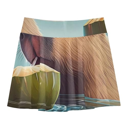 Joisal Capybara Blue Sky Toddler Tennis Skirts Cute Girls' Shorts Athletic Skorts School Skirt 4t2