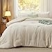 Bedsure Queen Comforter Set, Cream Soft Prewashed Bedding for All Seasons, 3 Pieces GentleSoft™ Bed Set, 1 Lightweight Comforter (90