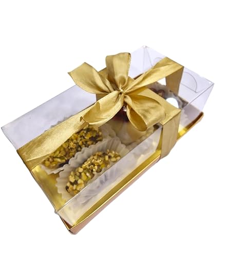 Dounia Mariage Boîte Gâteau Transparente avec Ruban Doré (25 Pièces)