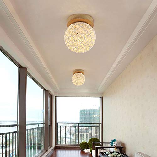Luz de techo de madera moderna de calidad con acabado artesanal de ratán para pasillo 4