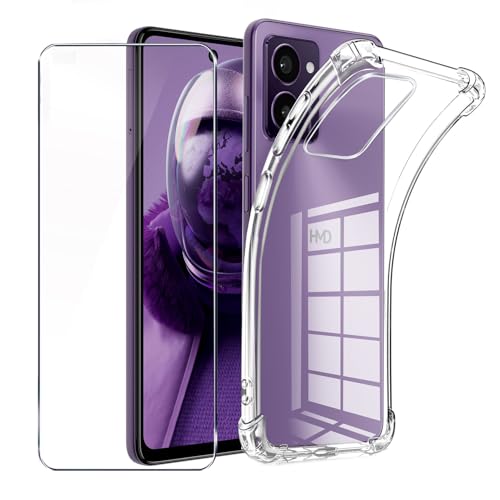 Immagine prodotto: LYJERRY Cover e Vetro Compatibilità con HMD Pulse Pro/HMD Pulse Plus/HMD Pulse Cover Vetrino antiurto Custodia piu Vetro temperato Pellicola protettiva protezione