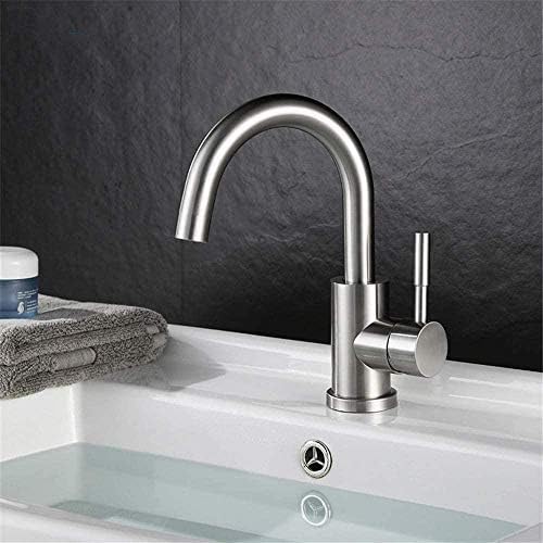 Robinet de salle de bain mitigeur eau chaude froide acier inoxydable 304 vasque