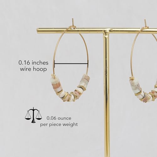 Natural Stone bead Hoop Earrings for Women, Boho Trendy Summer Beach Jewelry Gift3