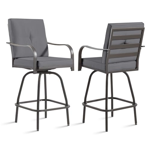 STRPRETTY BASIC Patio Swivel Bar Stools Set of...