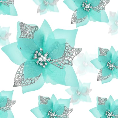 Boao Weihnachts-Glitzerblumen, Weihnachtsstern, künstliche...