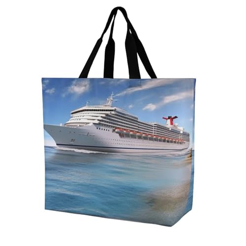 Seaside Cruise Ship Tote Bag Large Women Casual Shoulder Bag Reusable Grocery Bag Fasion Handbag for Office Shopping Travel3