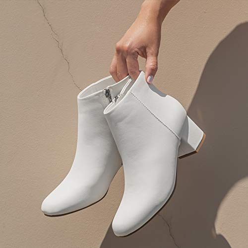 J. Adams Jody Zip Up Ankle Bootie - White Faux Leather - 6.5 #TOP3