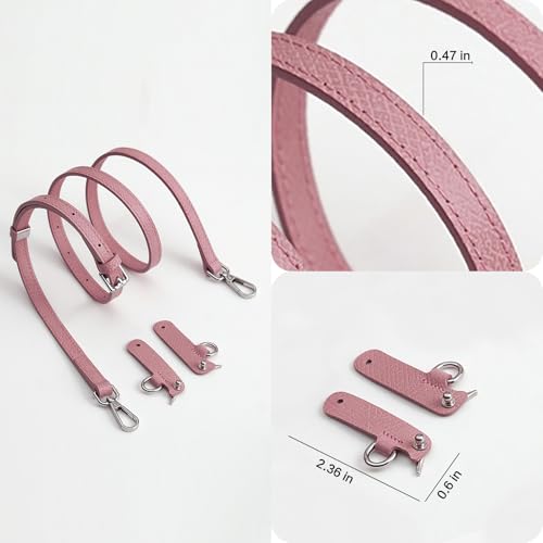Image of Top-Grain Leather Strap for LongChamp Mini Pouch, Upgraded Buckles Mini Bag Adjustable Crossbody Shoulder Straps Conversion Kit Replacement (Deep Powder, XS)