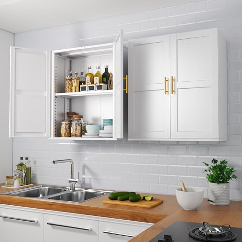 AUEYTVR Metal Bathroom Kitchen Wall Cabinet,Bathroom Cabinet Wall Mount with 2 Doors and Adjustable Shelve,Over The Toilet Wall Storage Cabinet, Bathroom Medicine Cabinet for Laundry Room - Thumbnail 2