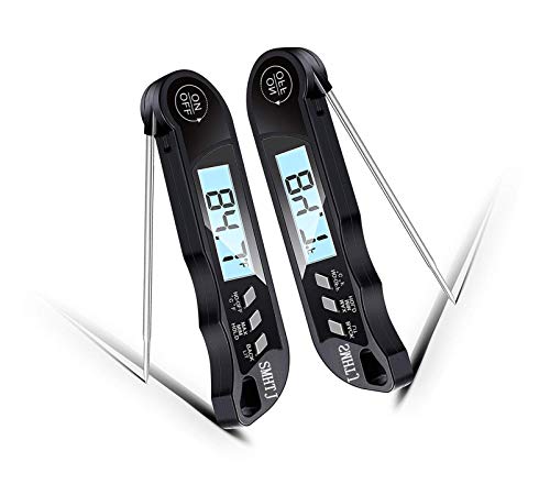 2 pcs-SMHTJ Digital Instant Reading Food Thermometer-Upgraded IP67 Waterproof Fast Temperature Measurement, with Backlight and Magnet high Precision Display Thermometer (Baking, BBQ, Liquid) Black