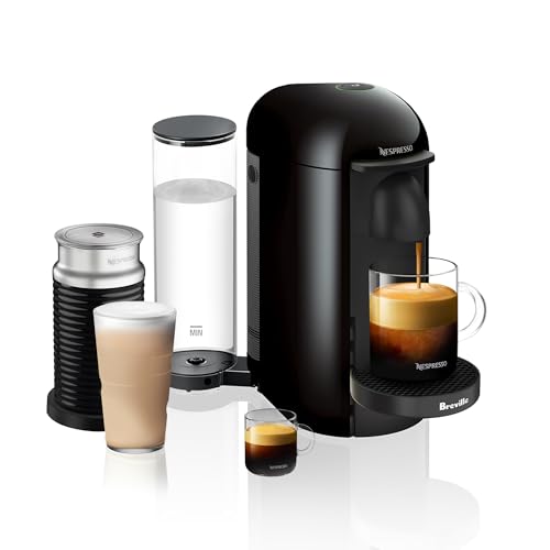 Nespresso Vertuo Plus Coffee and Espresso Maker by Breville, Ink Black with Aeroccino Milk Frother