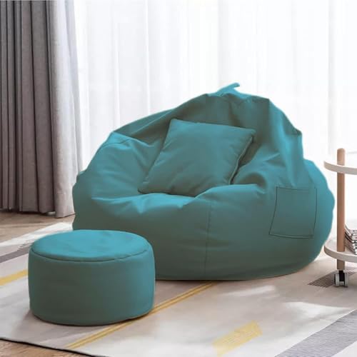 Image of IVIKA 4XL Bean Bag with Beans Filled, for Living Room | Ready to Use | with Free Cushion and Footrest for Living Room (Aqua, XXXXL)
