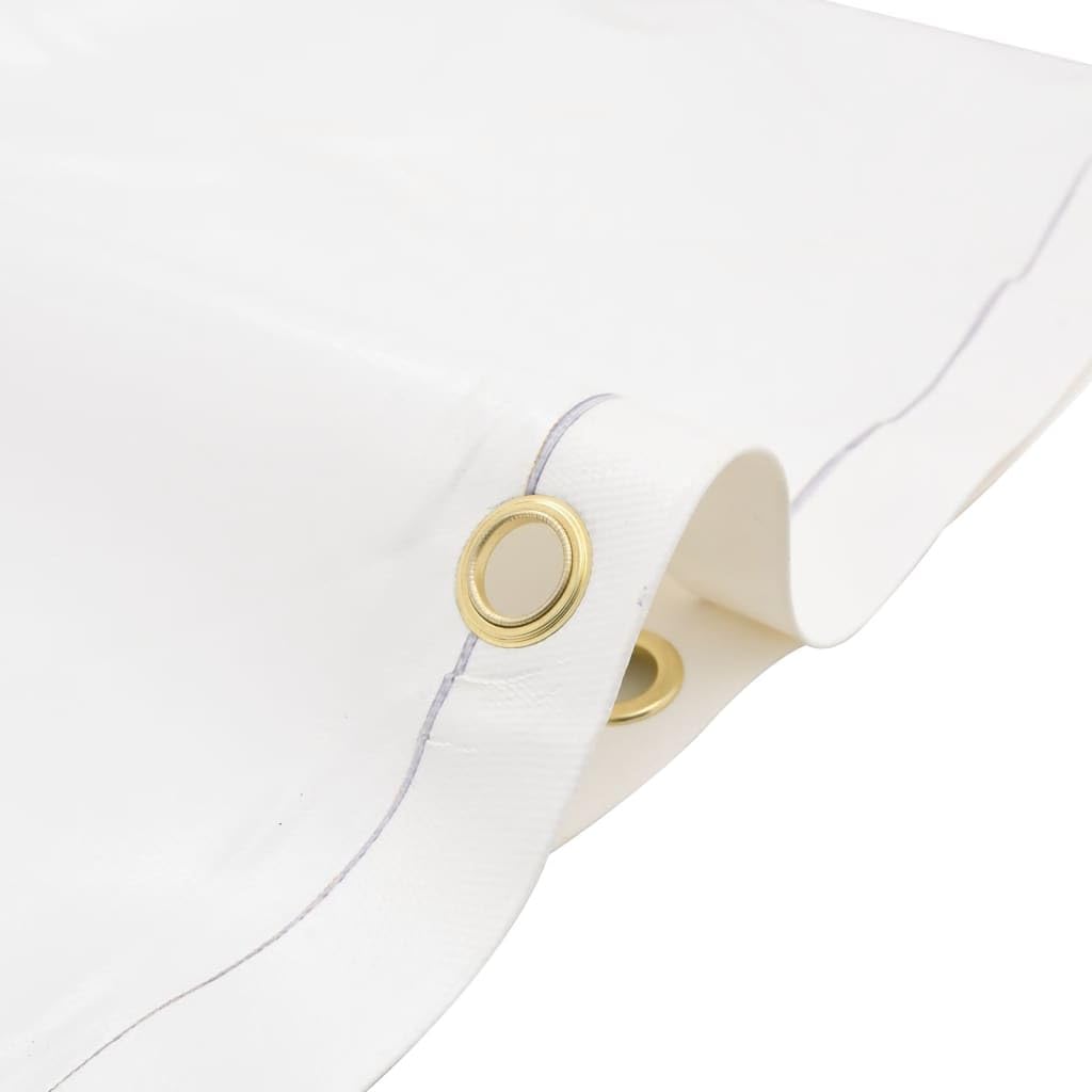 Telone bianco in tela con rivestimento in PVC, 5 x 8 m, 650 g/m², antistrappo, resistente alle intemperie, con occhielli, per mobili da giardino, auto, rimorchi, campeggio, esterni