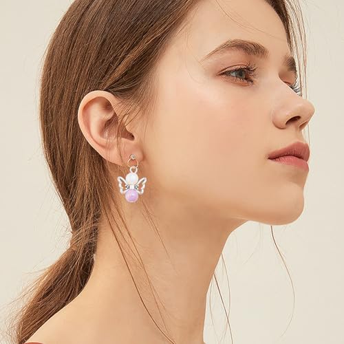 Dijes de alas de ángel moradas para hacer collares de plata envejecida y manualidades 6
