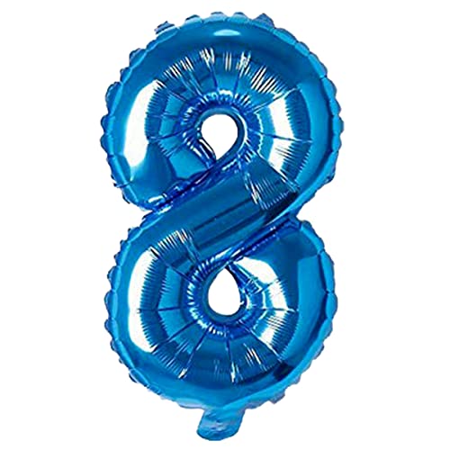 Image of Blue 32 Inches 8 Numbers Shape Large Big Foil Helium Balloons For Party Decorations In Happy Birthday Anniversary Office Items Materials Set Pack, Pack Of 1