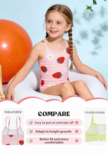 Image of Zando Girls Bathing Suit Size 2-10 Years - Cute Toddler Swimsuit Girl Adjustable One Piece Swimwear for Summer Beach Wear