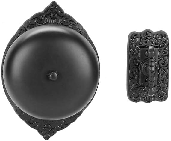 Plane Victorian Wireless Twist Doorbell | Vintage Mechanical Hand-Turn Doorbell | No Battery No Wiring | Classic Decorative Door Chime for Home Entrance (Black)