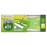 Swiffer Bodenwischer Starterset, nimmt 3x mehr Staub & Haare auf und schließt diese ein, 1 Bodenwischer + 2 Trockene Bodentücher
