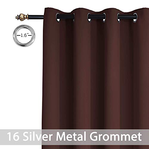 Yakamok Blackout Drapes for Sliding Glass Door - Thermal Insulated Door Blinds,Room Darkening Room Divider Window Curtain for Bedroom/Living Room(Chocolate Brown, 100 inches x 96 inches)