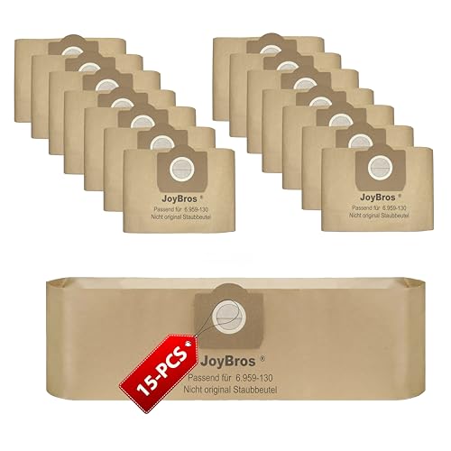 JoyBros 15-Pack Bolsas para Karcher wd3 Premium wd 3 p wd3.200 6959-130 mv3 se4002 A2204 A2504 6.904-051 Accesorios