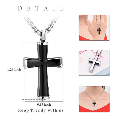 Oinsi Cross Cremation Necklace For Ashes Stainless Steel Crucifix Memorial Urn Jewelry For Women Men Keepsake Pendant(Black) #TOP1