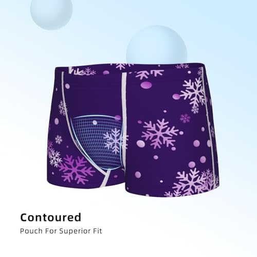Boys' Cotton Boxer Brief Soft Underwear-Crystal Purple Snowflake4