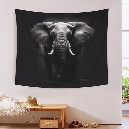 Tapisserie murale éléphants 3D tissu déco chambre 180x230cm