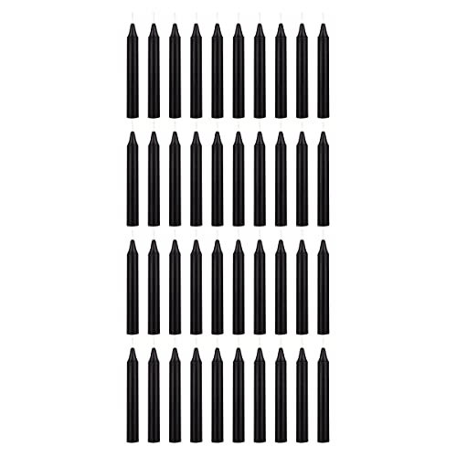 Mega Candles 40 pcs Unscented Black Exquisite Mini Taper Spell Candles, 4 Inch Tall x 1/2 Inch Diameter, Magic Chimes, Enchantment, Casting Rituals, Witchcraft, Wiccan, Altar, Metaphysical
