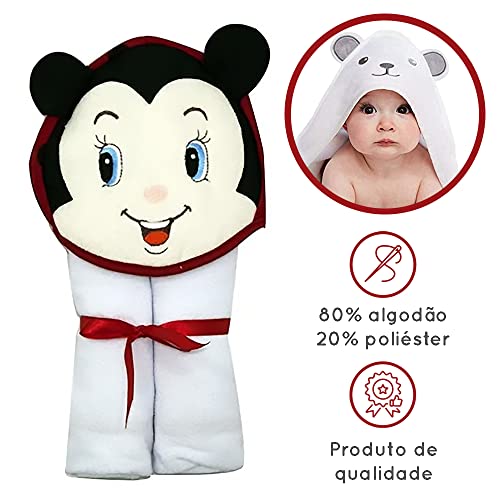 Toalha De Banho Kit Kolola Forrada Com Capuz Joaninha Bordado Vermelho