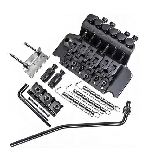 Double Locking Tremolo Bridge System with Arm - Compatible with Floyd Rose & Strat Electric Guitars Chrome Replacement Part