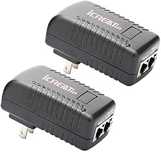 iCreatin 2-Pack Wall PoE Injector Power Over Ethernet Adapter 802.3af 48V 24W 0.5A