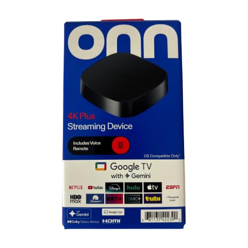 Premium Choice Co Onn 4K Plus Streaming Device with Google TV 16GB Storage 2GB RAM Wi-Fi 6 Dolby Vision & Dolby Atmos Voice Remote 4K UHD