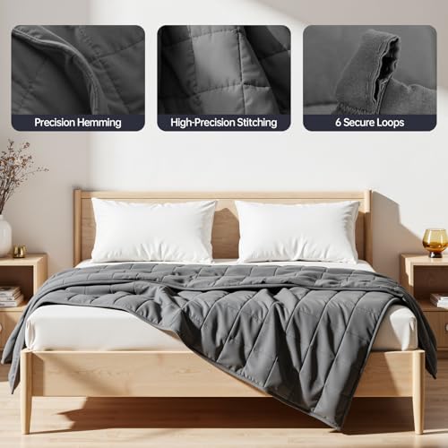 Image of HCOIW Weighted Blanket for Adults Twin Size Heavy Blanket, 10 lbs, 48 inchx 72 inch | 10 lbs, 48 inchx 72 inch, Breathable Cotton with Natural Glass Beads, Machine Washable, Twin Size, Grey