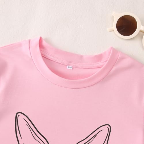 Image of CM C&M WODRO Kids Girl Easter Shirt Cute Bunny Glasses T-Shirt Short Sleeve Funny Happy Easter Rabbit Graphic Tees Tops