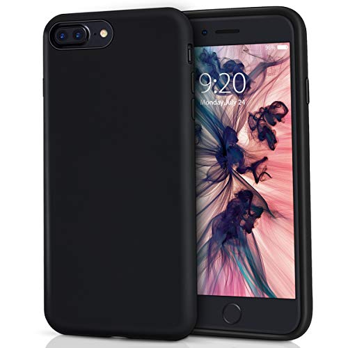 MILPROX Silicone Case, Pretty Series Liquid Silicone Gel Rubber, Shockproof Case with Microfiber Cloth Lining Cushion Compatible with iPhone 7 Plus/8 Plus - Black