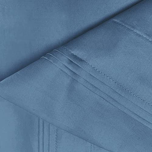 100% Premium Long-Staple Combed Cotton 650 Thread Count, Standard 2-Piece Pillowcase Set, Single Ply, Solid, Medium Blue - Image 3