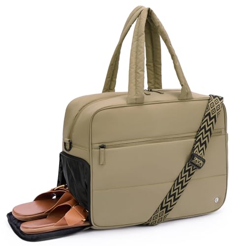 Image of CLUCI Weekender Travel Bag for Women Puffer Tote Bag Carry On Duffle Overnight Bags with Shoe Compartment